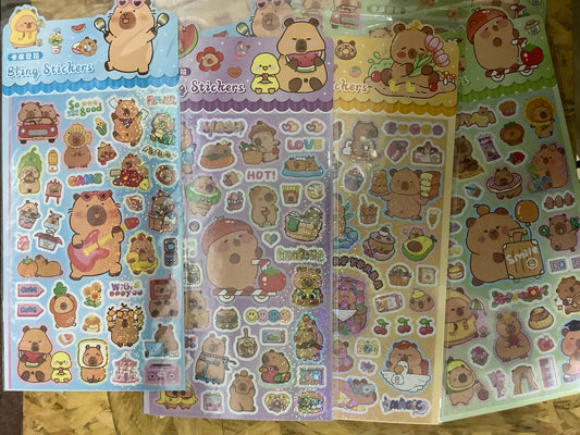 Pegatina capibara holograma colores grande