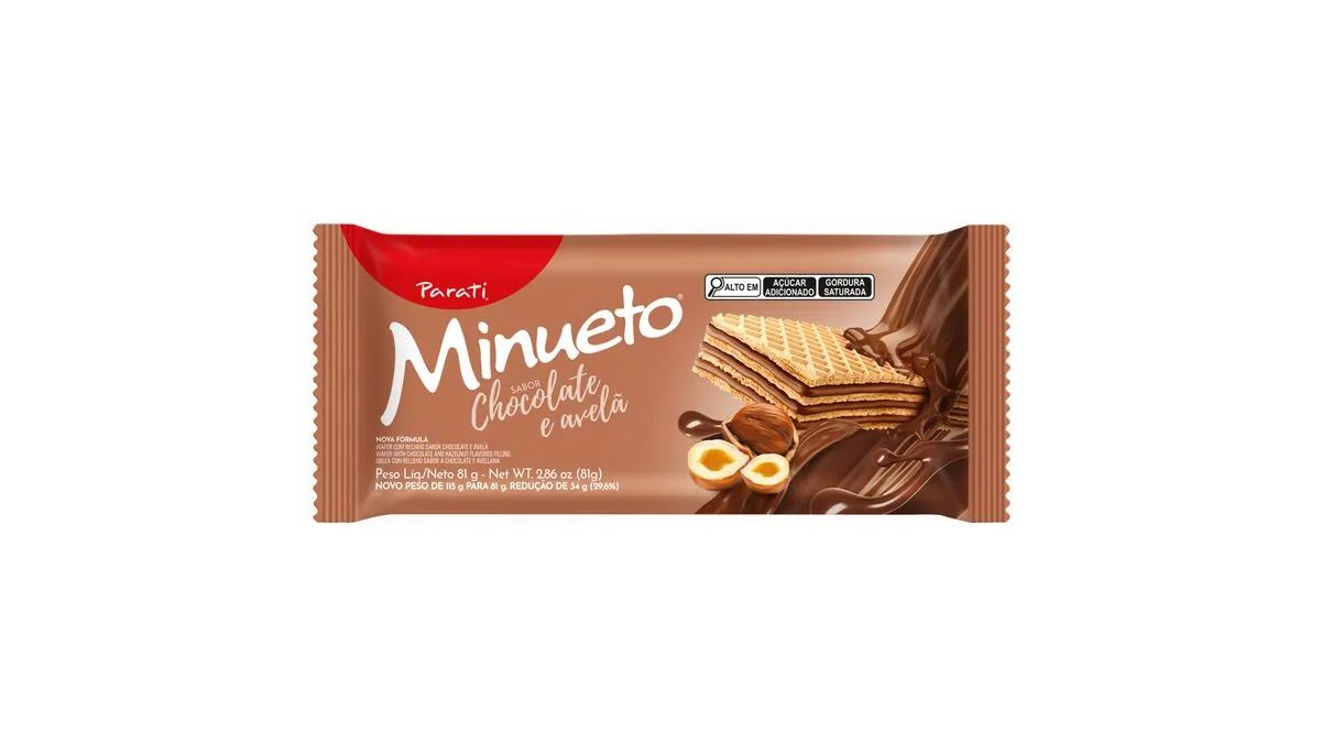 Wafer Parati Minueto Chocolate y Avellana 81g